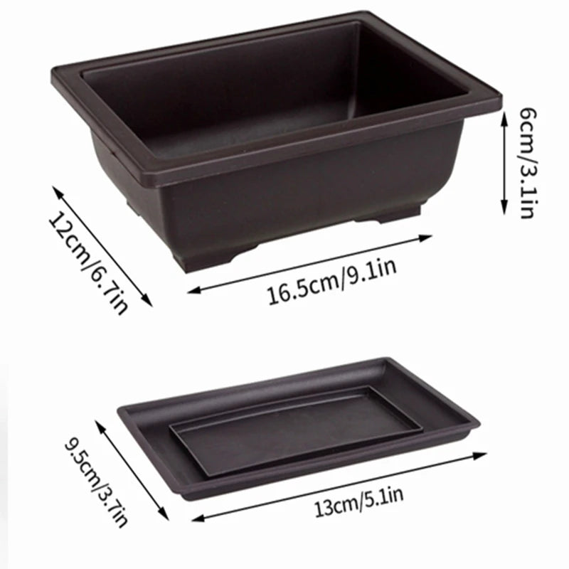 Rectangular Square Flowerpots Imitation Purple Clay Succulent Plants Pots Oval Pots Outdoor Garden Landscape Bonsai Pot Trays