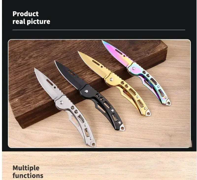 NEW Stainless Steel Folding Knife With Keychain Outdoor Carrying Knife Sharp Pocket Knife Fruit Knife Folding Knife Outdoor Tool