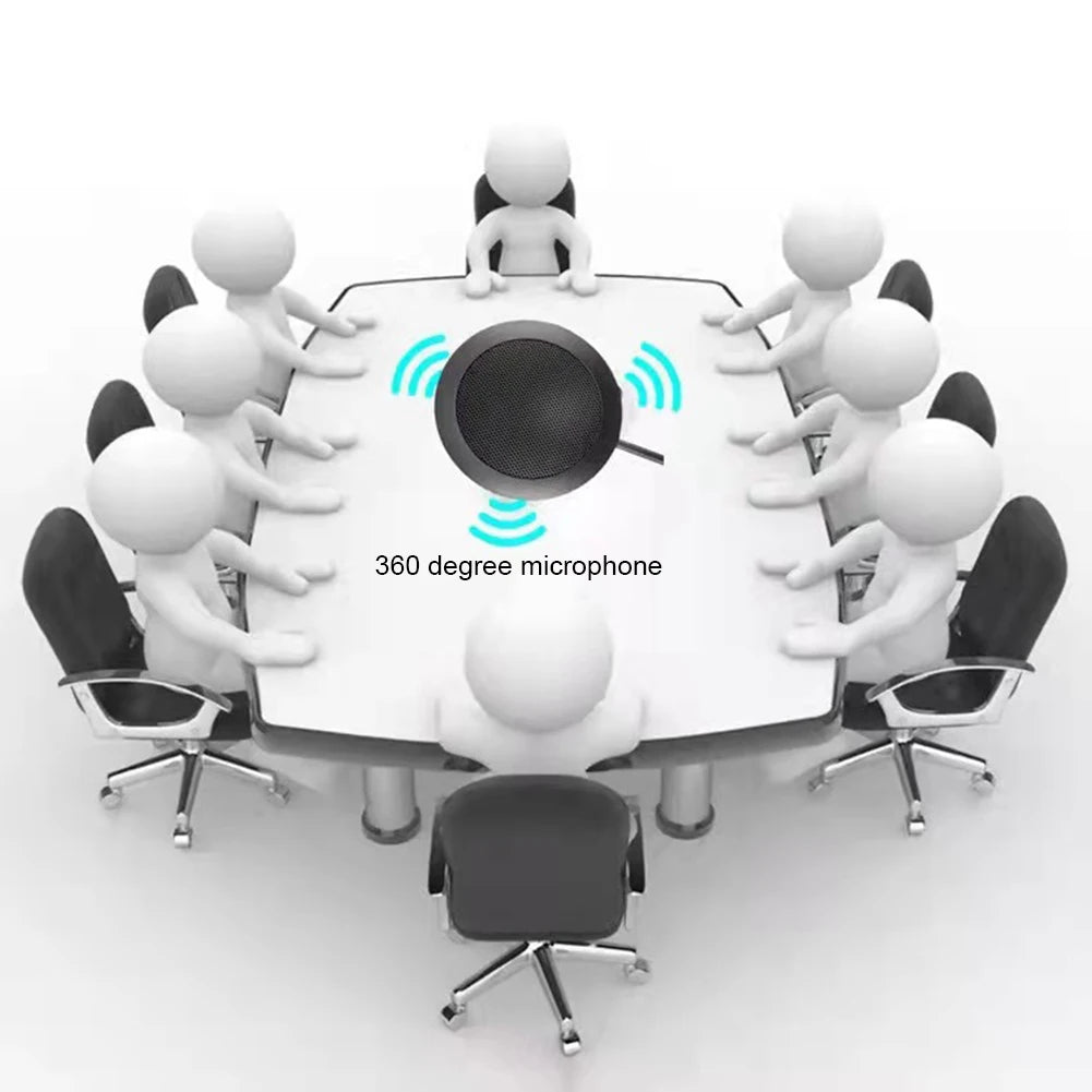 USB/3.5mm Conference Microphone Plug&Play 360° Omnidirectional Condenser Mic Desktop Computer Mic for Computer Desktop Laptop