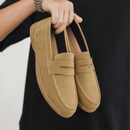 Suede Leather Mens Loafers Lightweight Man Casual Shoes Italian Brand Moccasins Comfortable Slip on Black Walking Driving Shoes