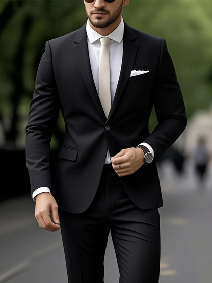 Men's Suit 2pcs Set, Elegant Formal Jacket And Pants, Great Wear for Wedding, Party And Formal Dinner