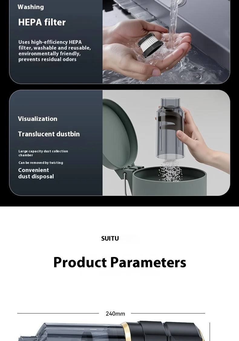 Car Vacuum Cleaner High Power Portable Handheld Wireless Brushless Motor Cleaning Machine Powerful Air Duster for Home Appliance