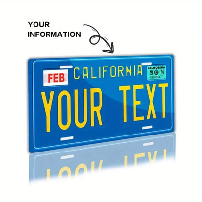 Personalized Custom California License Plate Tin Sign 30x15cm, Custom Your Own Text Name Number, Vintage Blue Aluminum Car Tag P