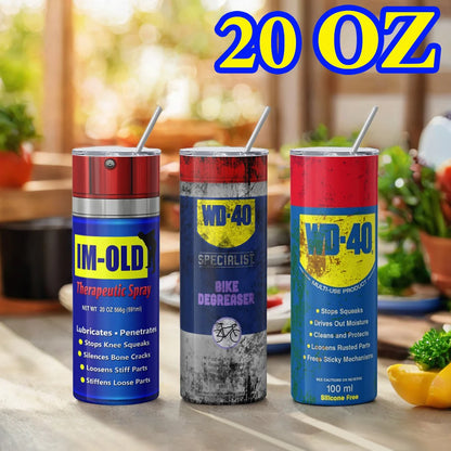 20oz Cups with Straw,Reusable Straw Cup for WD40 Dirty Pattern Thermos,Stainless Steel,Keep Cold,Ice Drinkware for Stanley Cup