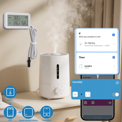 Tuya WiFi Zigbee Temperature Humidity Sensor With External Probe for Smart Home APP Remote Control Work with Yandex Alexa