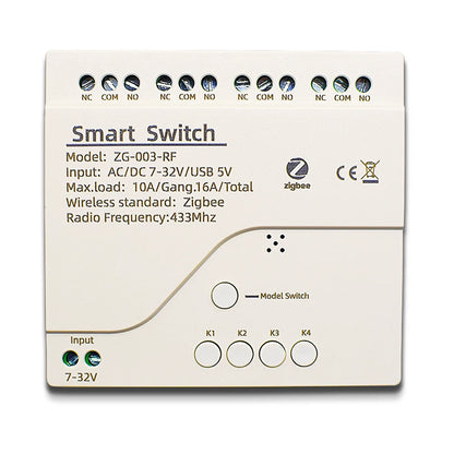 Tuya Zigbee Relay 4CH Smart Home Switch Module APP Remote Control Wireless Radio RF 433 4 Channel Relay for Zigbee Gateway Hub