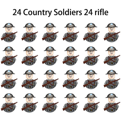 WWII Infantry Military Soldier War National Army Mini Gun armament Models Building Blocks Building Blocks Toys for Kids