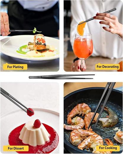 12inch Kitchen Tweezers Fine Tweezer Tongs Extra-Long Stainless Steel Cooking Tweezers for Kitchen Food Cooking Sea Food and BBQ