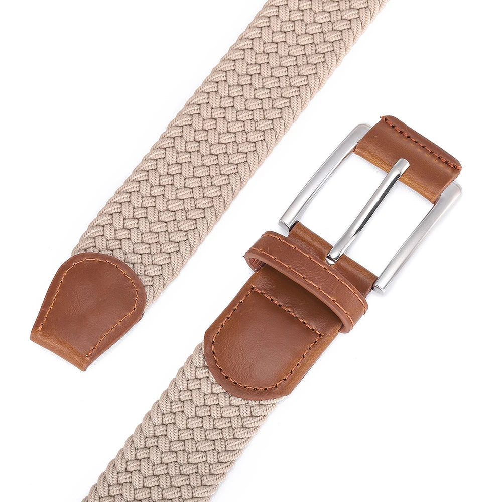 Casual Men's And Women's Woven Elastic Belt Outdoor Sports Stretch Jeans Designer Fashion Accessory for Men And Women