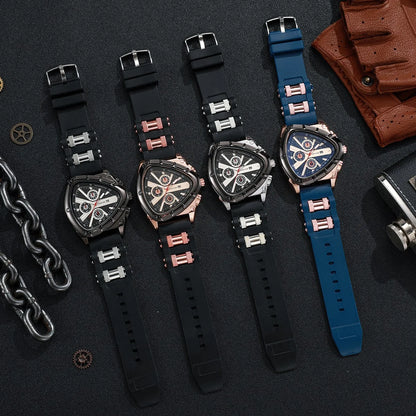 2PCS Luxury Men Calendar Quartz Watch Casual Silicone Band Mens Sports Wristwatch Set Reloj Hombre（Without Box）