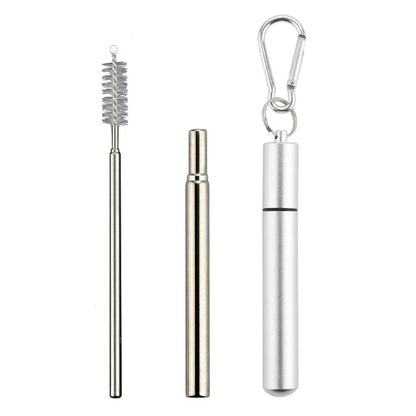 304 Stainless Steel Retractable Straw Kit, Portable Aluminum Tube, Outdoor Folding Straw Kit, with Cleaning Brush, Colors, Trave