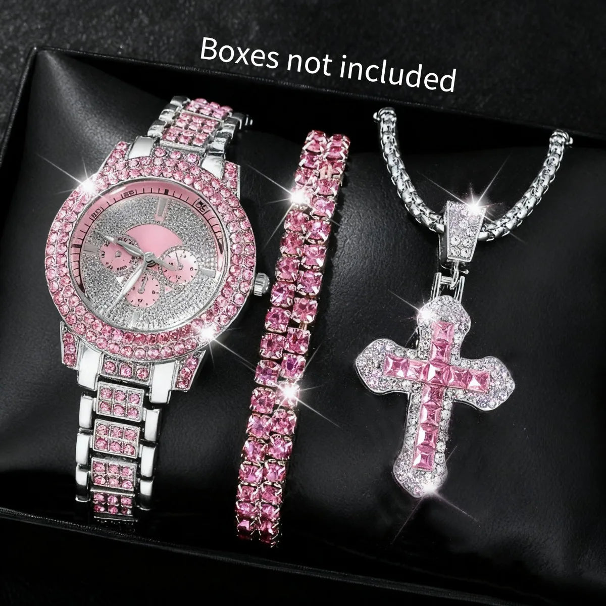 2026 2026 Spring Fashion Quartz Watch Accessories Set for Men and Women, Simple and Trendy Double Row Bracelet Cross Set