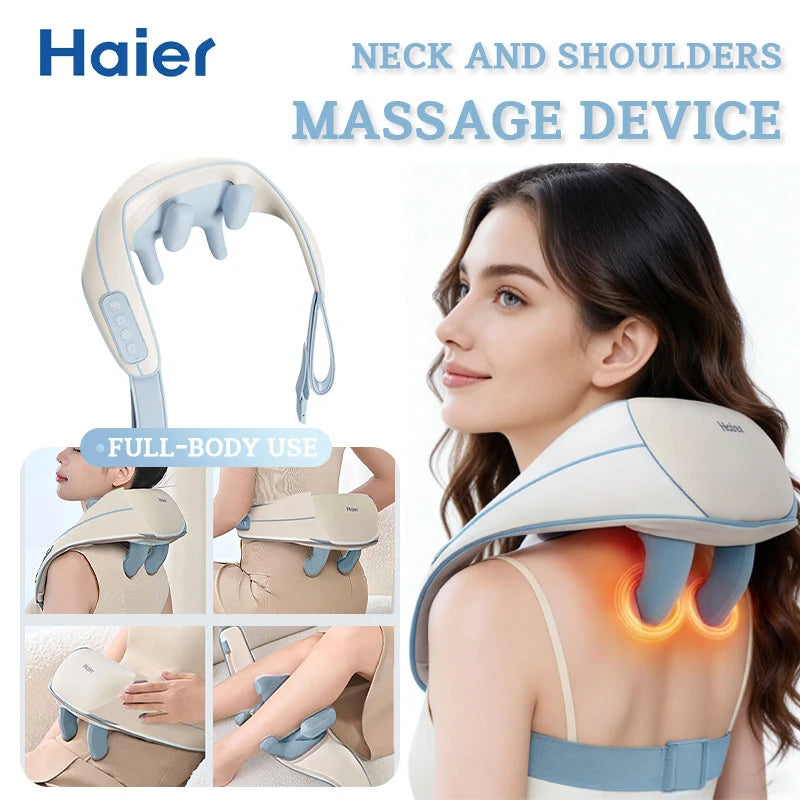 Haier Cervical Neck Massager Muscle Shoulder Back 3 Gears 6D Mechanical Hand Electric Massage Machine Shawl Relaxing Device Tool