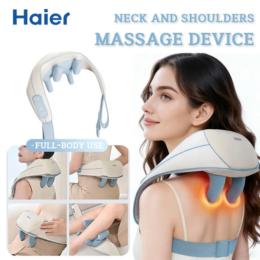 Haier Cervical Neck Massager Muscle Shoulder Back 3 Gears 6D Mechanical Hand Electric Massage Machine Shawl Relaxing Device Tool