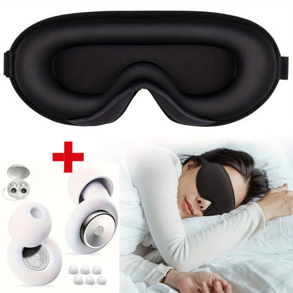 3D Sleep Mask With Noise Ear plug, Adjustable Strap, Light Blocking Night Eye Mask, Soft & Comfortable