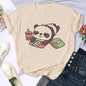 Cartoon Casual Creative T-shirt Vintage Round Neck Clothes Funny Cute Panda Printed T Shirt for Women Summer Sleeve