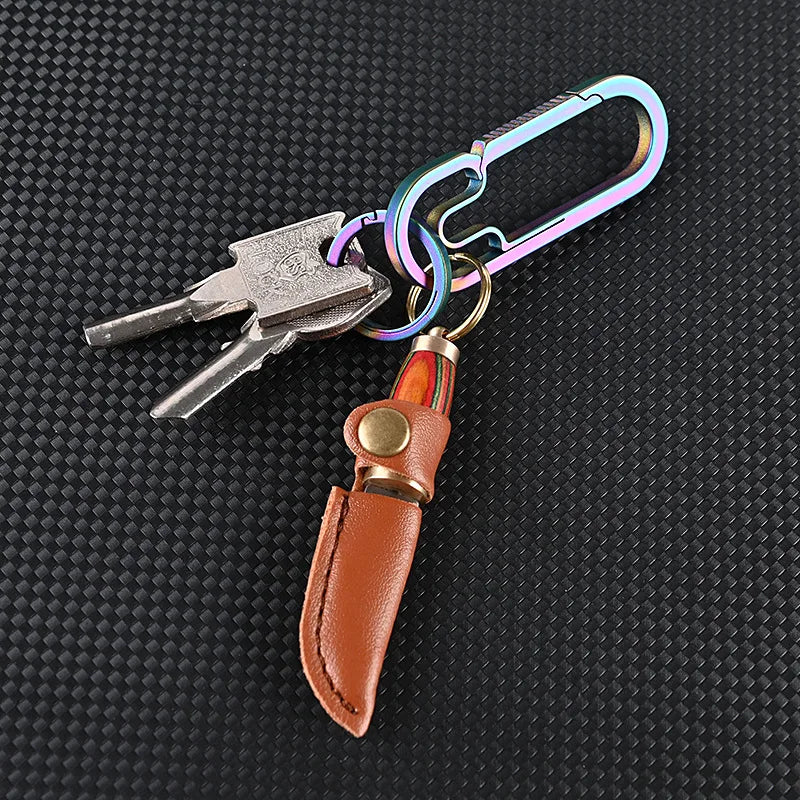 Portable Mini Knife Brass Wood Unboxing Hollow Blade EDC Fixed Blade Leather Cover Cutter Outdoor Surivival Tools Gift