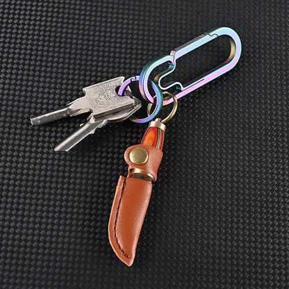 Portable Mini Knife Brass Wood Unboxing Hollow Blade EDC Fixed Blade Leather Cover Cutter Outdoor Surivival Tools Gift