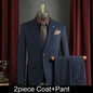 Men Suit Outfit Simple Solid Turn Down Collar Blazer Man Single-breasted Vest Straight-leg Pant Male Slim Wedding 3-piece Set