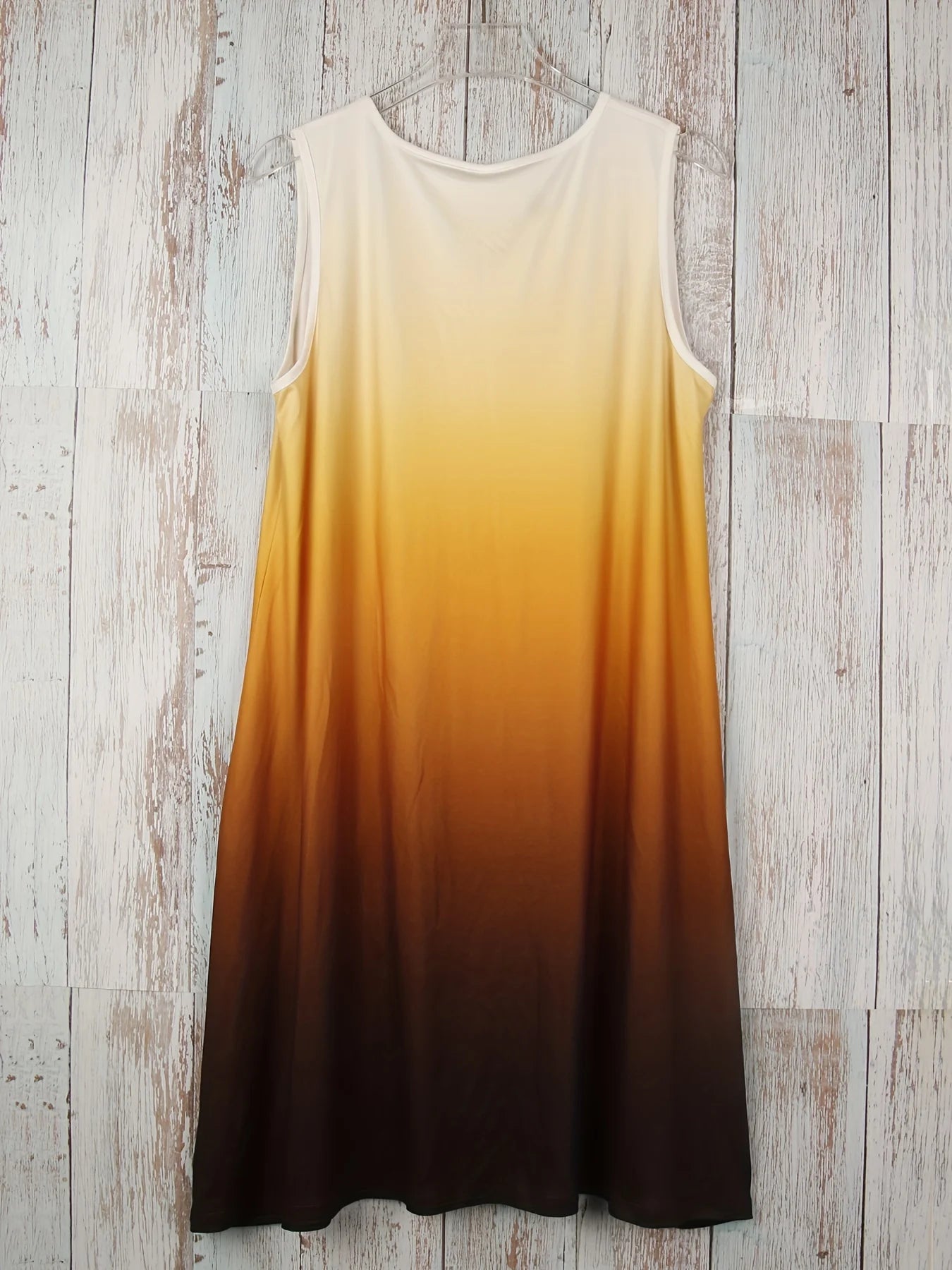 Plus Size Gradient Color Print Dress Vacation V Neck Tank Dress For Spring & Summer Women's Plus Size Clothing Sleeveless Dress