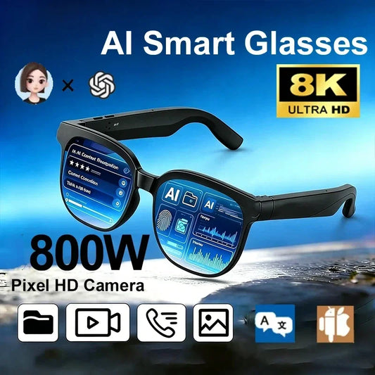 AI Smart Camera Glasses 8K Photo Recording Bluetooth5.4 Remote Control Touch Translator Voice Assistant Wireless Sunglass