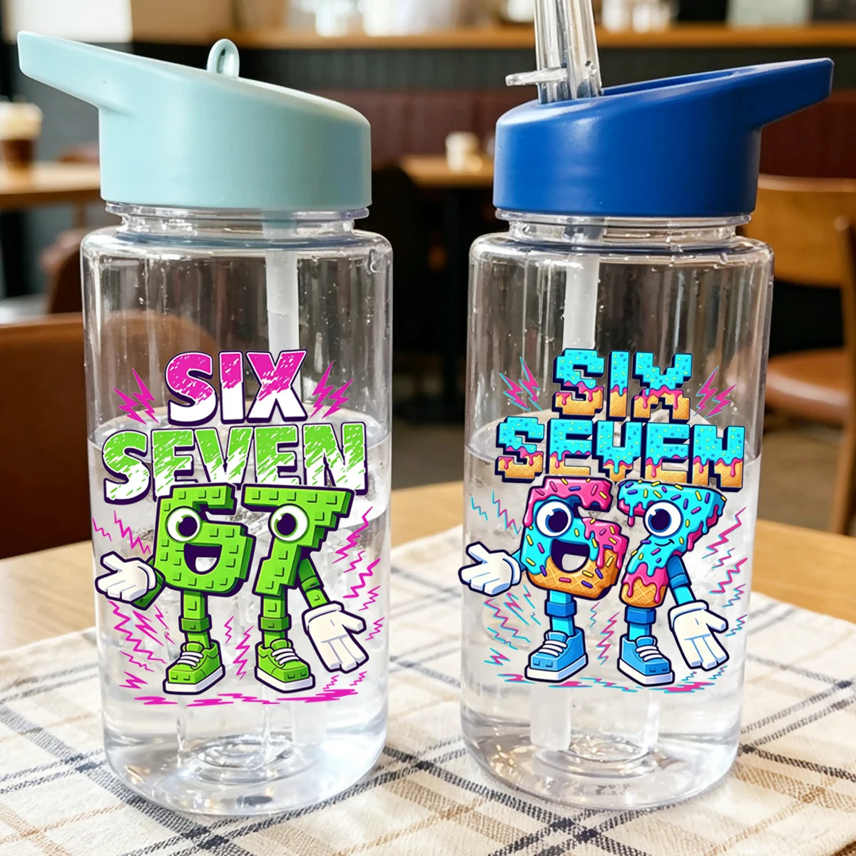 1 Piece 500ml (17 fl oz) 67 Printed Straw Cup, Summer Water Bottle, BPA Free, Portable Sports Outdoor Cup, Perfect Holiday Gift
