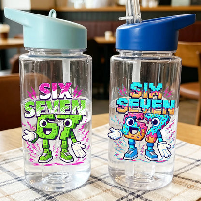 1 Piece 500ml (17 fl oz) 67 Printed Straw Cup, Summer Water Bottle, BPA Free, Portable Sports Outdoor Cup, Perfect Holiday Gift