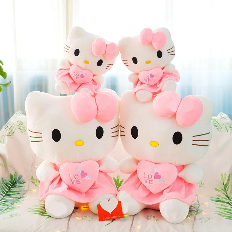 Sanrio Kitty Plush Toys Pillow 25cm Kawaii Anime KT Cat Plush Doll Soft Stuffed Cartoon Cute Pink Doll Birthday Gift For Girls