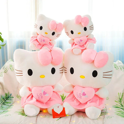 Sanrio Kitty Plush Toys Pillow 25cm Kawaii Anime KT Cat Plush Doll Soft Stuffed Cartoon Cute Pink Doll Birthday Gift For Girls
