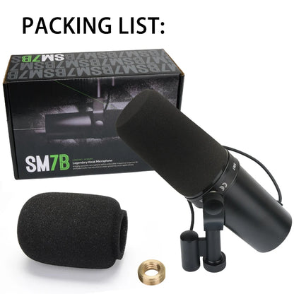 Professional SM7B Dynamic Podcasting Microphone - Studio Broadcast Quality Cardioid Condenser Mic with Shock Mount, SM7dB