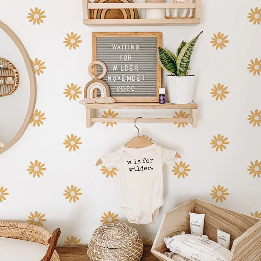 Yellow Daisy Wall Stickers for Kids Rooms Living Room Removable Baby Nursery Wall Paper Home Decoration Girls Room Interior