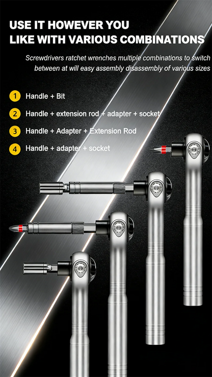 2026 New Ratchet Screwdriver Set Magnetic Wrench Semi-automatic Multi-purpose Sleeve Toolbox Bicycle Repair Tools DIY Tools Kit