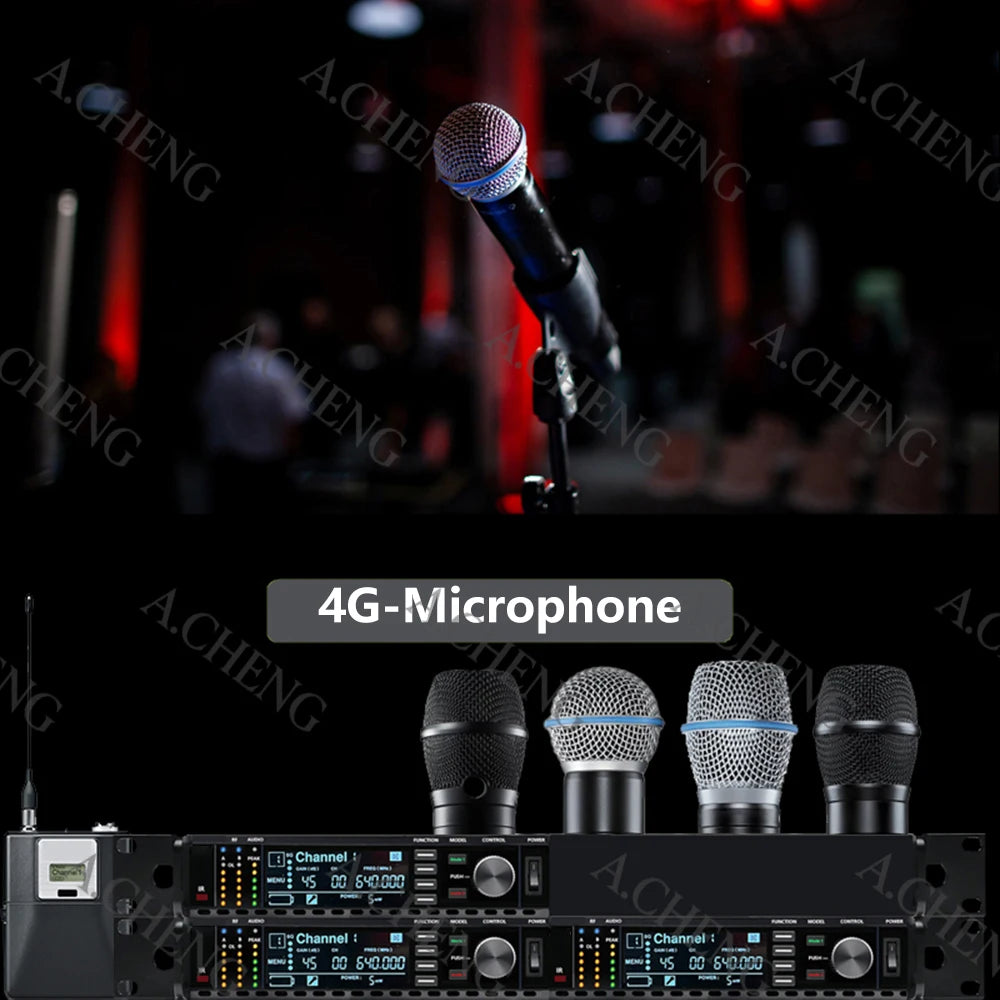 A.CHENG AD4G ksm11 Wireless Microphone System, High Quality Equipment, UHF, Professional, For Stage Performances, Long Distance