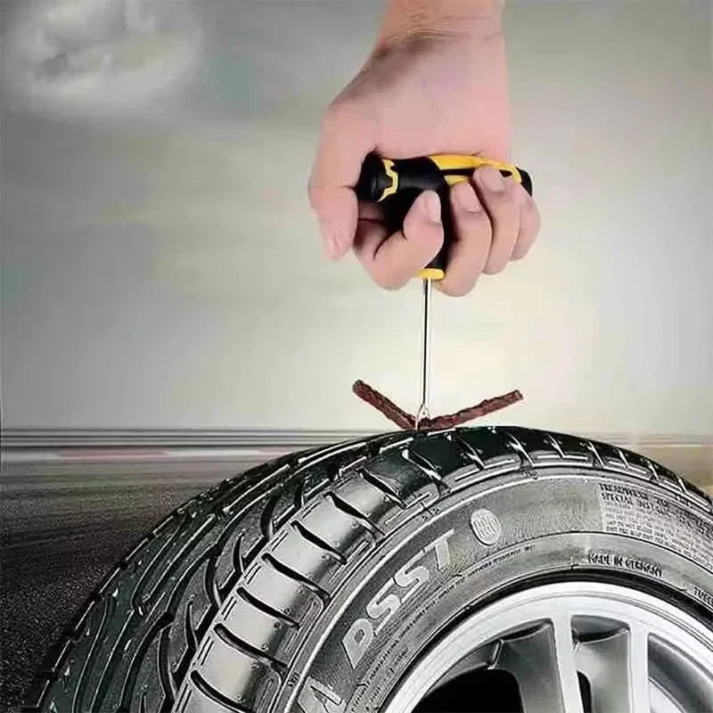 Car Tire Puncture Plugs Vacuum Tire Pass Emergency Repair Tools Glue Strips Glue Quick Repair Tire Repair Kit Patch Tool Set