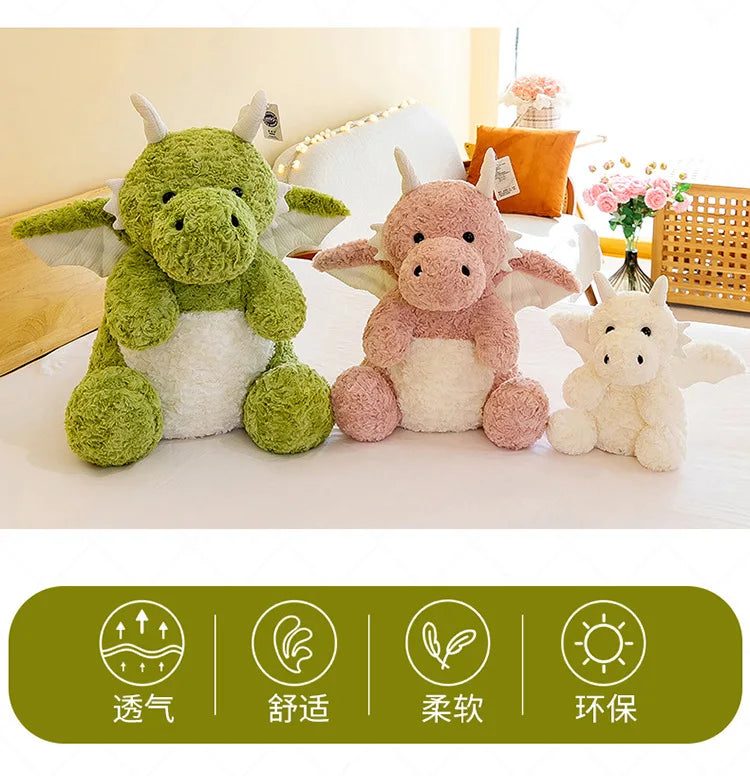 22-60CM Cute Pterodactyl Flying Dragon Doll Dinosaur with Wings Plush Toy Bed Pillow Sleeping Companion Soothing Gift for Kid