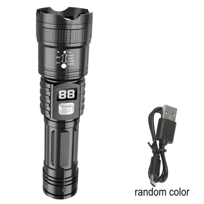 Super Bright LED Flashlight Type-C Rechargeable Led Torch Long Range Tactical Lamp Outdoor Waterproof Camping Fishing Lantern