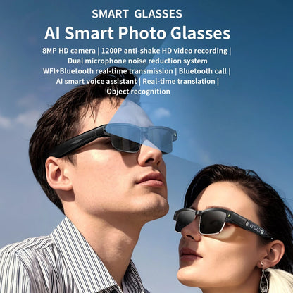 Okulary AI Smart Camera HD Tłumaczenie w Czasie Rzeczywistym Bezprzewodowe Bluetooth Połączenia Dotykowe Sportowe dla Mężczyzn Muzyczne Okulary z Tłumaczem Języka