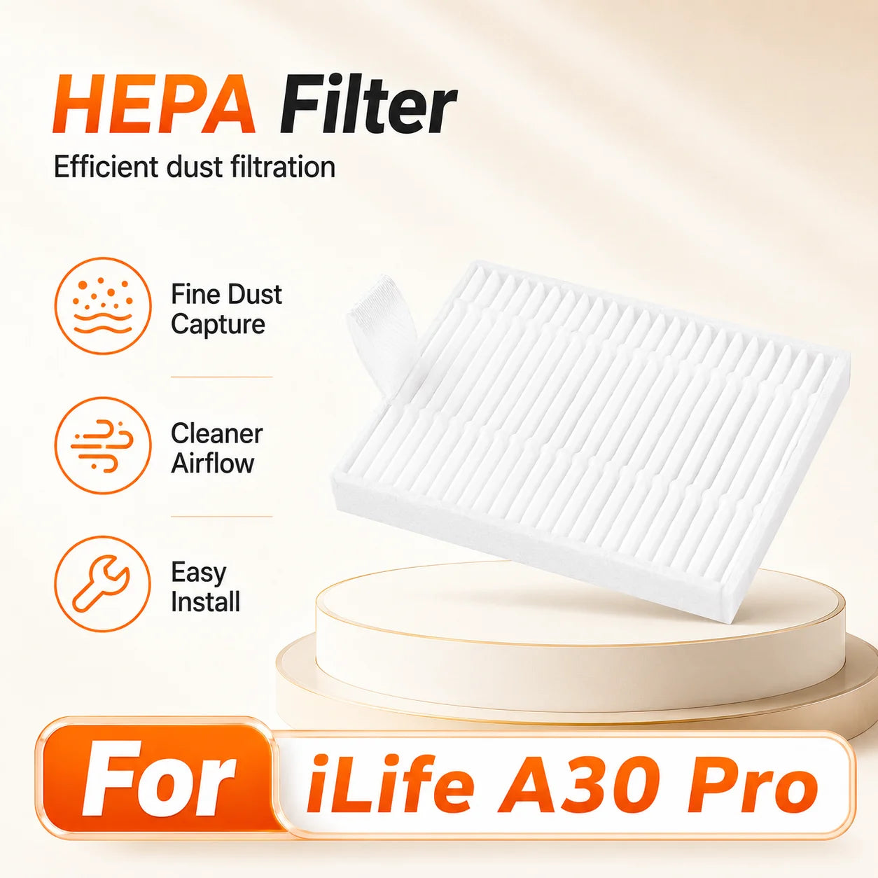 Compatible For iLife A30 Pro Robot Vacuum Cleaner Replacement Parts Kit Main Brush Side Brush HEPA Filter Mop Cloth Dust Bag