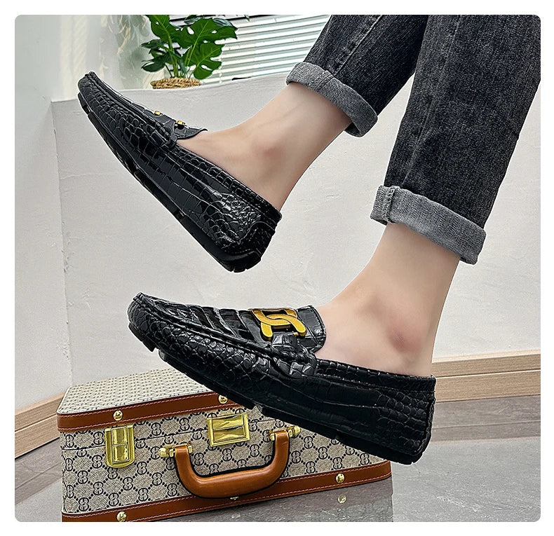 Man Shoes Leather Casual Shoes for Man Luxury Hand Sewn Fashion Flats Summer Breathable Outdoor Male Slip on Loafers Designer
