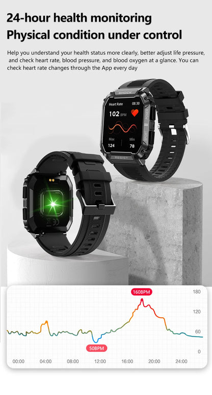 LIGE nowy wytrzymały wojskowy smartwatch z połączeniami Bluetooth dla mężczyzn 1,95" ekran HD 100+ trybów sportowych monitorowanie zdrowia Smartwatch dla Androida i iOS