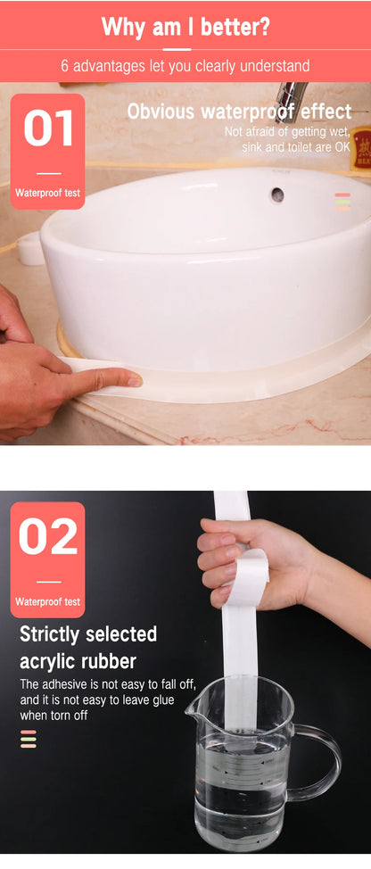 Sealing Tape For Bathroom Kitchen Accessories Shower Bathtub Caulk Strip Self Adhesive Waterproof Wall Sticker Sink Edge Tape