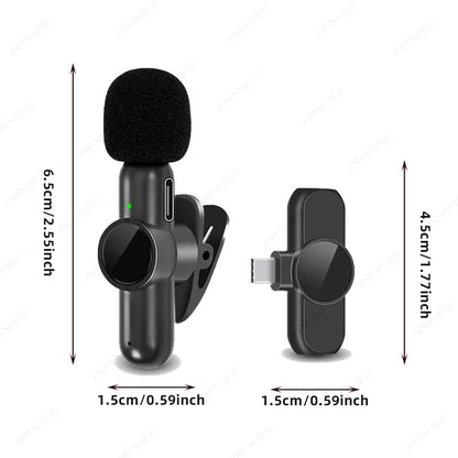 2.4G Wireless Lavalier Microphone Noise Cancelling Audio Video Recording for iPhone/iPad/Android/Xiaomi/Samsung Live Game Mic