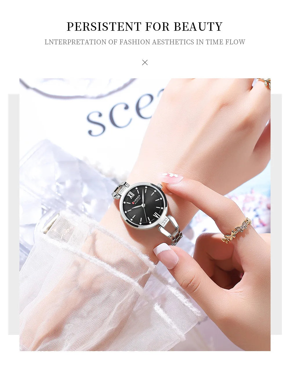 CURREN 9092 Quartz Watches Women Elegant Bracelet Stainless Steel Strap Rhinestone Fashion Ladies Simple Watch Gifts reloj mujer