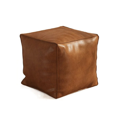 Light Luxury Non-Slip Storage Stool Large Capacity No Fillings PU Leather Ottoman Square Thicken Leather Pouf Balcony