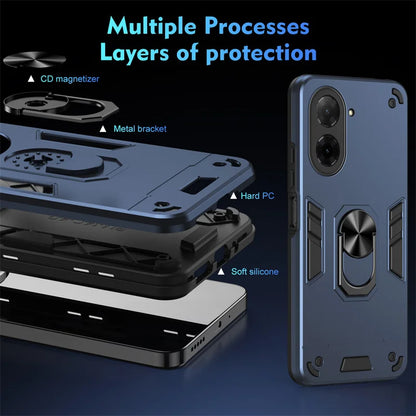 Armor Funda For Xiaomi Poco C71 4G Case Magnetic Holder Ring Armor Cases For Poko Little C71 C 71 PocoC71 4G Lens Protect Cover