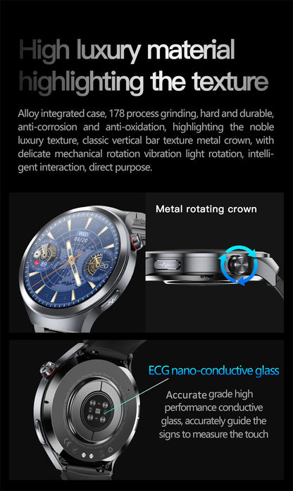 2026New 1.73-inch Sapphire AMOLED Smart Watch Men Women ECG Uric Acid Blood Pressure Health Track Call Clock Care Smartwatch NFC