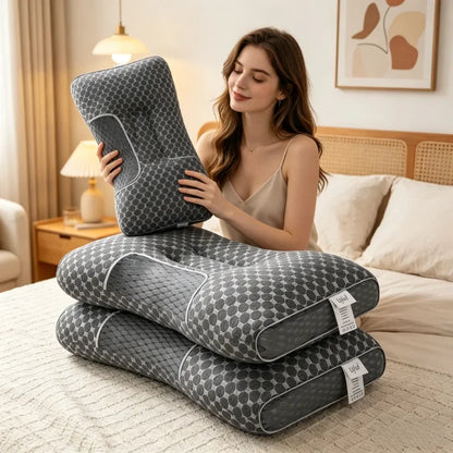 2Pcs Ergonomic Massage Neck Pillows Adjustable Orthopedic Contour Support All Season Comfort Sleep Pillow Core