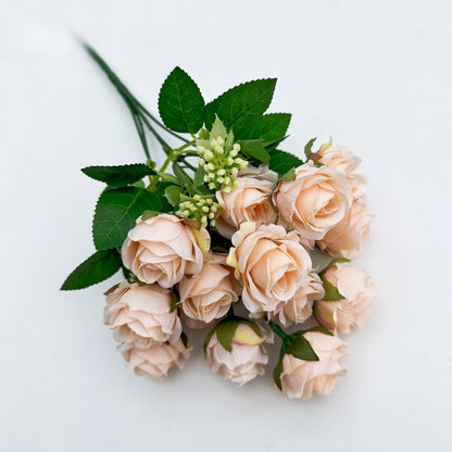 15 heads Artificial Silk Rose Flowers Bridal Bouquet for Home Wedding Floral Arrangement Garden Artificial Flowers DIYGift Decor
