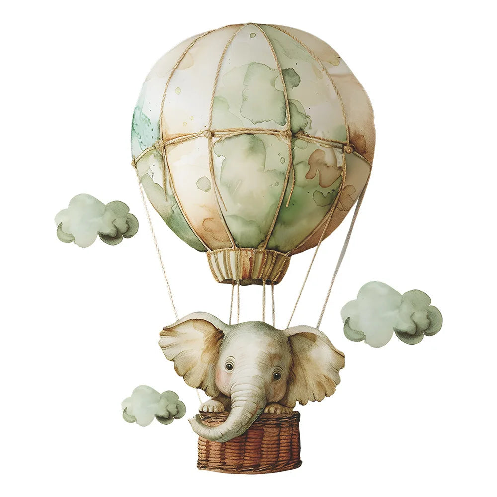 1pcs cartoon spring elephant hot air balloon children's room bedroom porch home decoration wall stickers self-adhesive