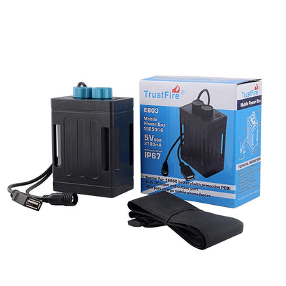 TrustFire EB03 Waterproof 18650 Battery Pack Case USB Charging Phone DC 8.4V Mobile Battery Power Bank Box for Led Bike Light